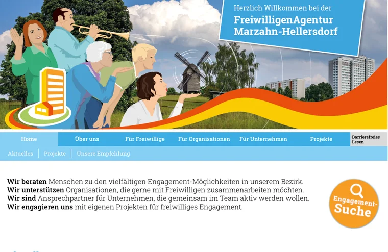 Projektansicht der Website FreiwilligenAgentur Marzahn-Hellersdorf